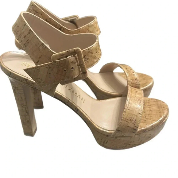 Stuart Weitzman white cork
heeled shoes. 
-WORN ONCE - Picture 1 of 7